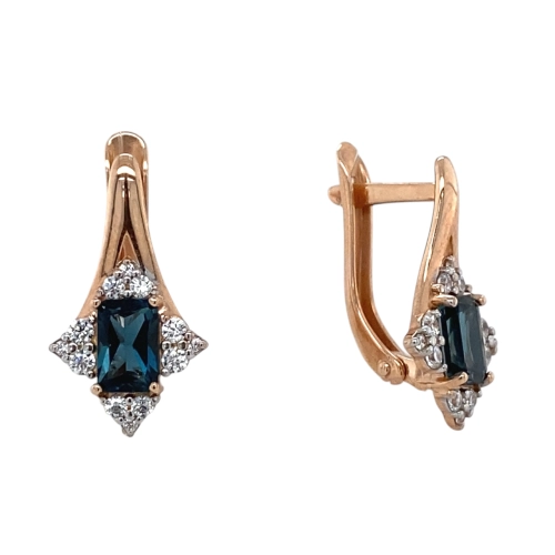 Серьги (925 п) топаз-лондон, фианит