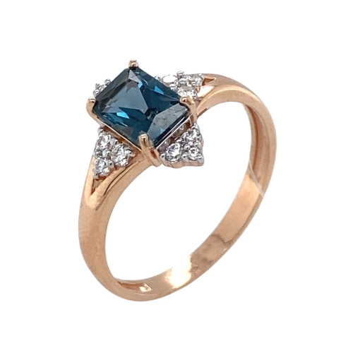 Кольцо (925 п) топаз-лондон, фианит