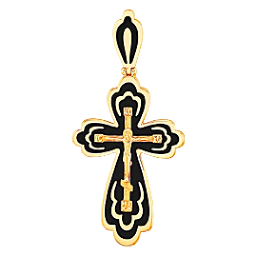 Подвеска Крест из золота 585 пробы с эмалью