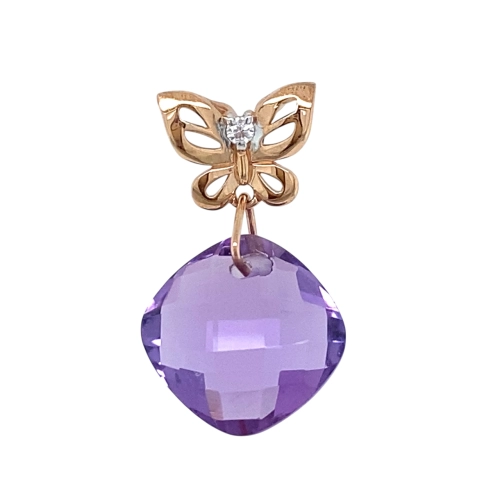 Подвеска (585) аметист, фианит бегунок