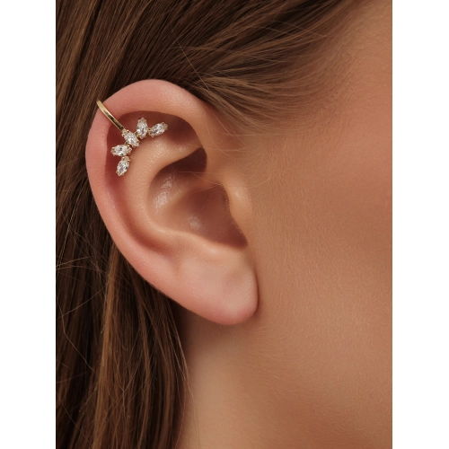 Моносерьга кафф из серебра 925 пробы с позолотой и с фианитами