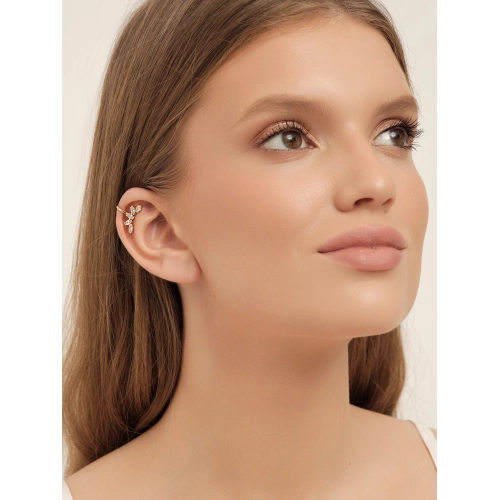 Моносерьга кафф из серебра 925 пробы с позолотой и с фианитами