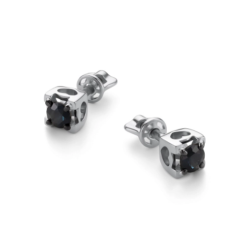 Серьги пусеты из белого золота 585 пробы с сапфирами