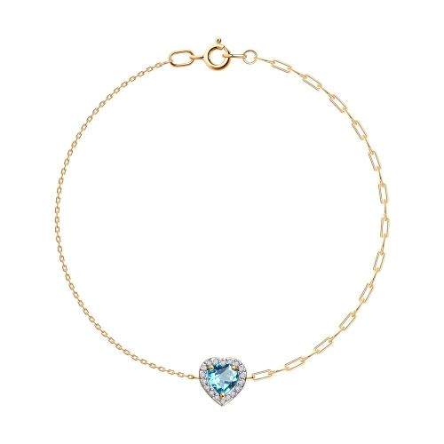 Браслет из золота 585 пробы с топазами и фианитами