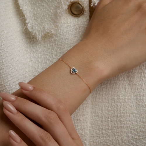 Браслет из золота 585 пробы с топазами и фианитами