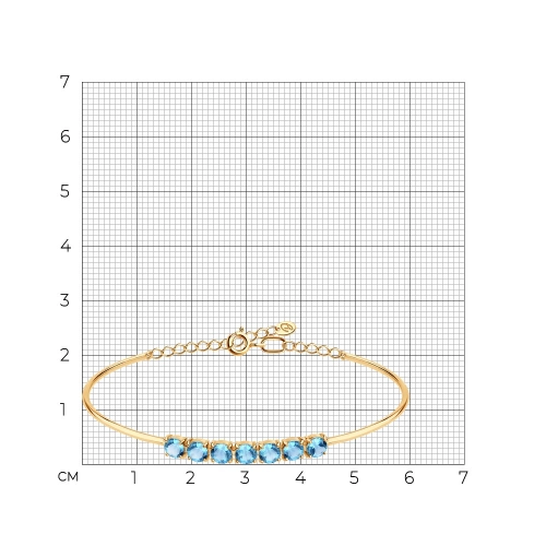 Жесткий браслет из золота 585 пробы с топазами