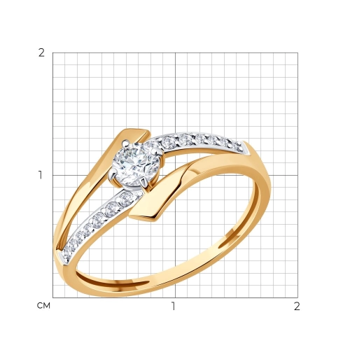 Кольцо из золота 585 пробы с фианитами