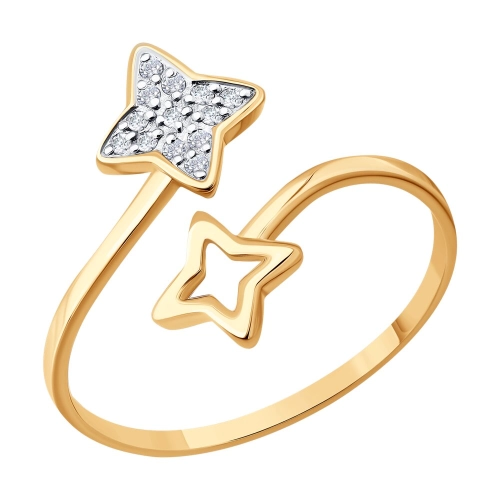 Кольцо из золота 585 пробы с фианитами