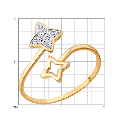 Кольцо из золота 585 пробы с фианитами