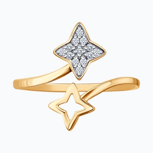 Кольцо из золота 585 пробы с фианитами