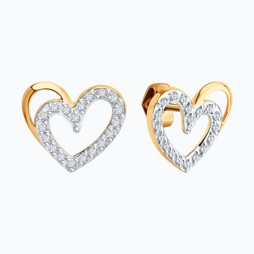 Серьги пусеты из золота 585 пробы с фианитами