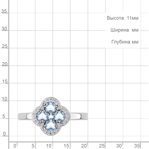 Кольцо из серебра 925 пробы с топазом и фианитами