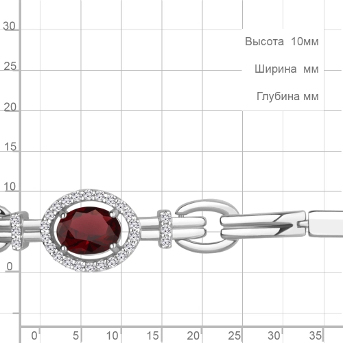 Браслет из серебра 925 пробы с гранатом и фианитами