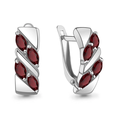 Серьги из серебра 925 пробы с гранатами