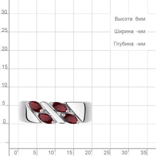Кольцо из серебра 925 пробы с гранатом