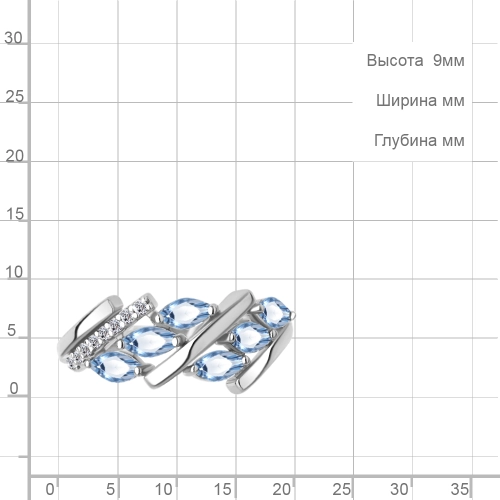 Кольцо из серебра 925 пробы с топазом и фианитами