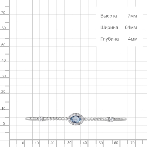 Жесткий браслет из серебра 925 пробы с топазами и фианитами