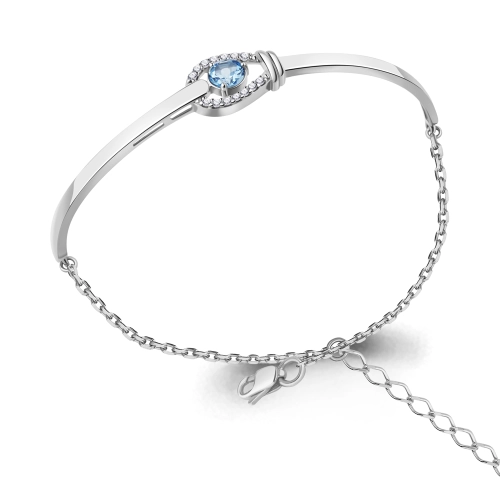 Жесткий браслет из серебра 925 пробы с топазами и фианитами