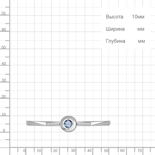 Жесткий браслет из серебра 925 пробы с топазами и фианитами