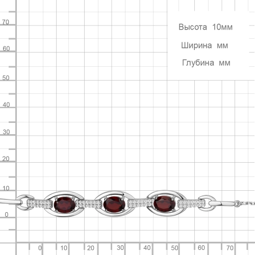 Браслет из серебра 925 пробы с гранатом и фианитами