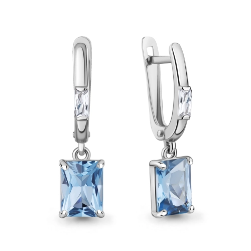 Серьги из серебра 925 пробы с искусственными топазами и фианитами