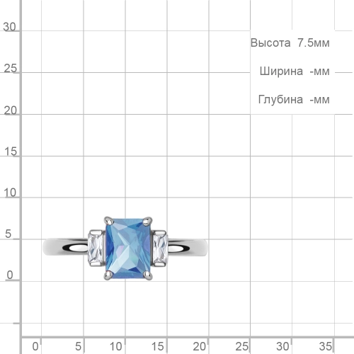 Кольцо из серебра 925 пробы с искусственным топазом и фианитами