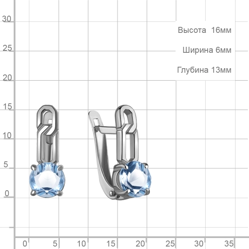 Серьги из серебра 925 пробы с топазами