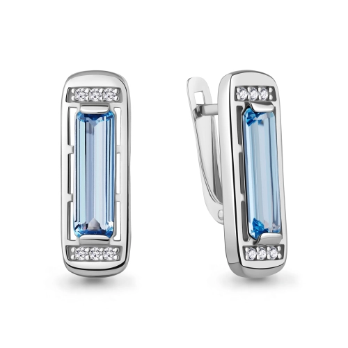 Серьги из серебра 925 пробы с искусственными топазами и фианитами