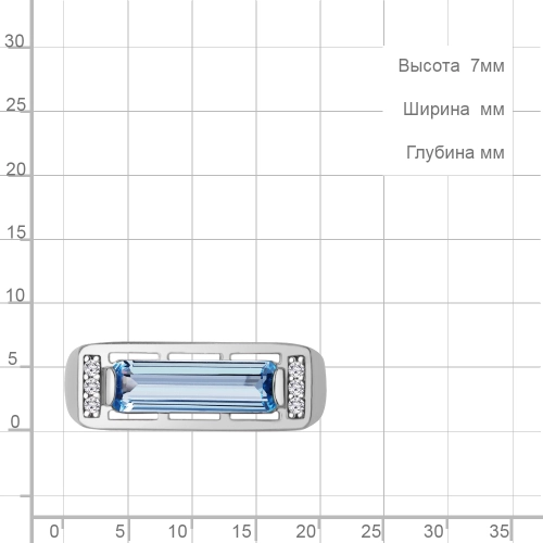 Кольцо из серебра 925 пробы с искусственным топазом и фианитами