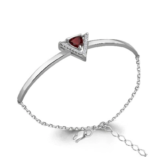 Браслет (925) гранат, фианит жесткий