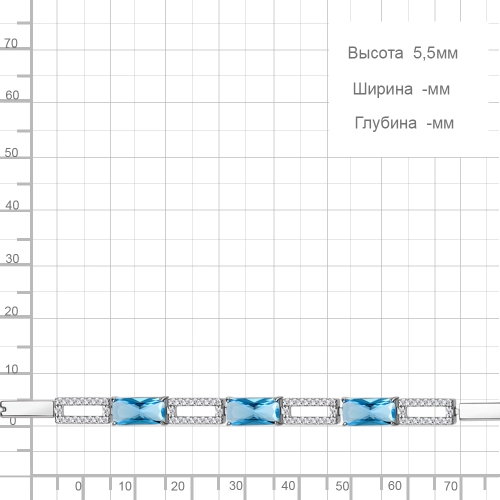 Браслет из серебра 925 пробы с искусственными топазами и фианитами