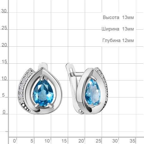 Серьги из серебра 925 пробы с топазами и фианитами