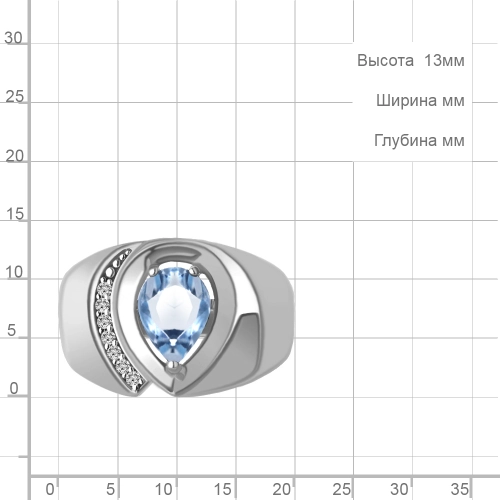 Кольцо из серебра 925 пробы с топазом и фианитами