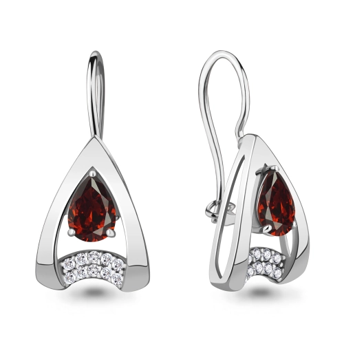 Петельки (925) гранат, фианит