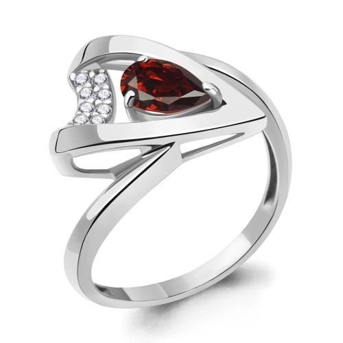 Кольцо из серебра 925 пробы с гранатом и фианитами