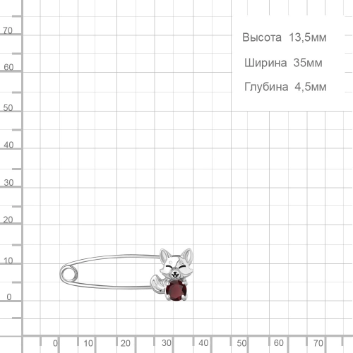 Булавка (925) гранат, эмаль