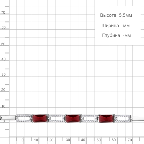 Браслет (925) гранат синт., фианит