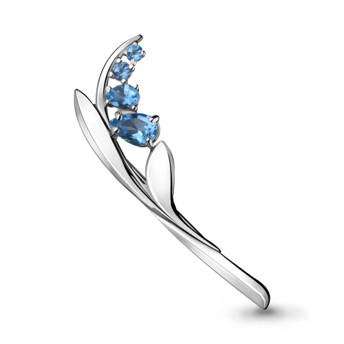 Брошь из серебра 925 пробы с топазами