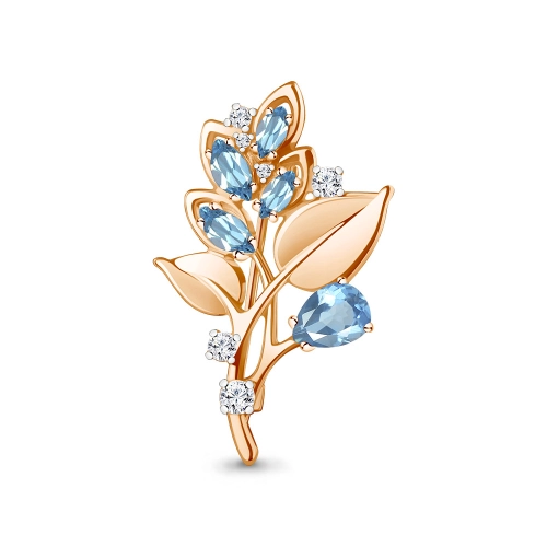 Брошь (925 п) топаз, фианит