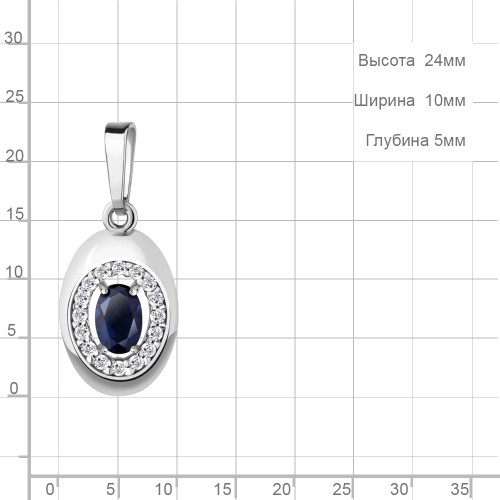 Подвеска (925) корунд сапфир синт., фианит