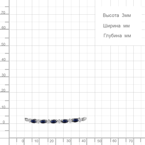Браслет (925) корунд сапфир синт., фианит