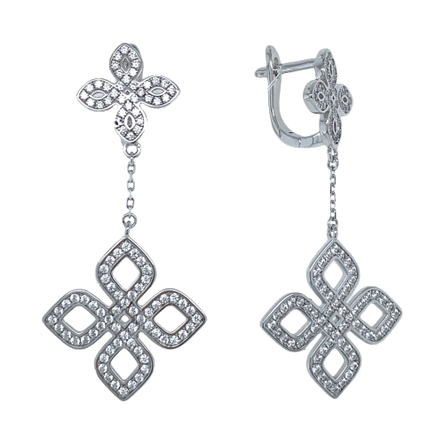 Серьги из серебра 925 пробы с фианитами