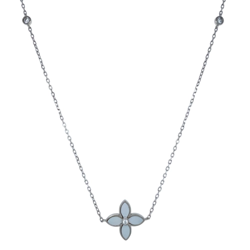 Колье из серебра 925 пробы с перламутром и фианитами