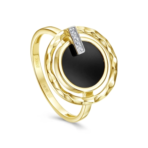 Кольцо (585 ж) агат, бриллиант