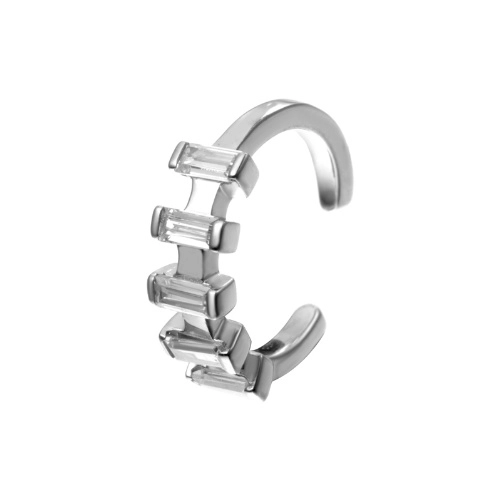 Моносерьга кафф из серебра 925 пробы с фианитами