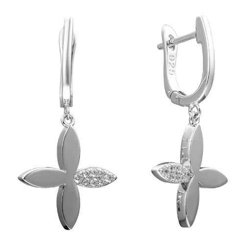 Серьги из серебра 925 пробы с цирконами
