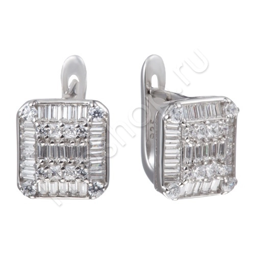 Серьги из серебра 925 пробы с цирконами
