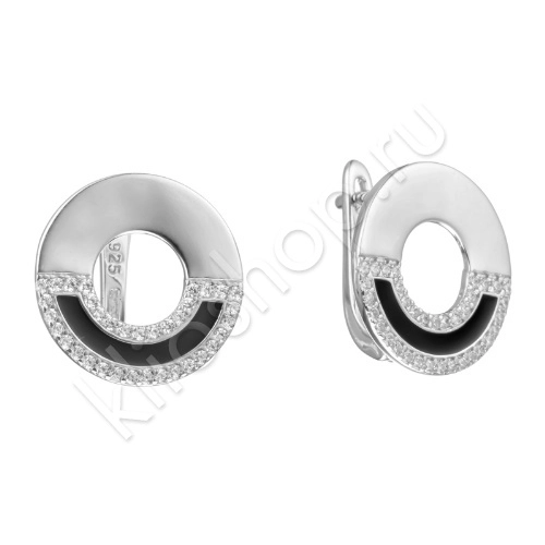 Серьги из серебра 925 пробы с эмалью и цирконами