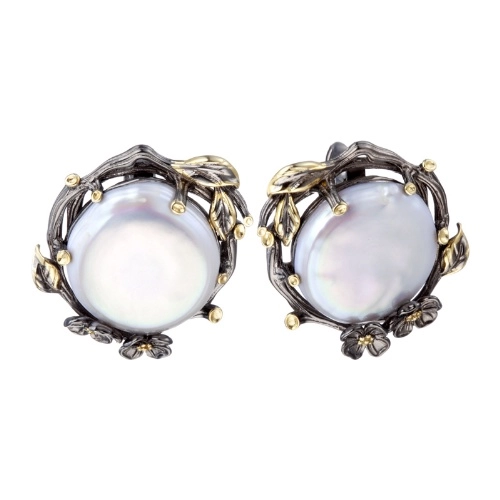 Серьги из серебра 925 пробы с жемчугом