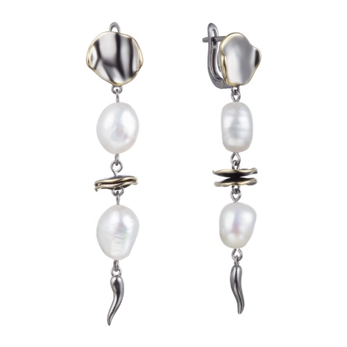 Серьги из серебра 925 пробы с жемчугом